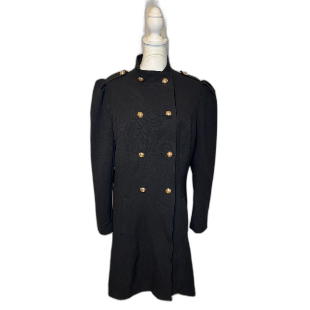 INC International Concepts Vintage Military Double-Breasted Coat Black
